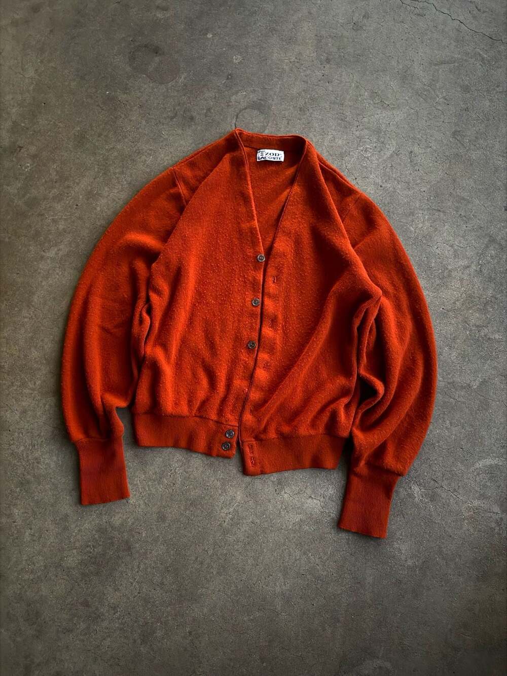 Vintage Izod Lacoste Burnt Orange V-Neck Cardigan Sweater